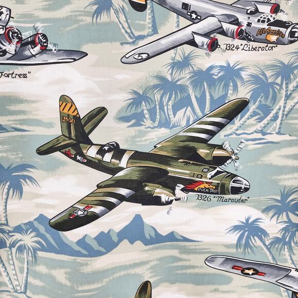 Kalaheo Hawaiian Shirt 2XL Size Men's Button Up Military Planes Liberator - Picture 8 of 14